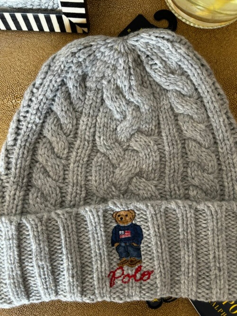Polo Ralph Lauren Polo Bear Cable-Knit Beanie Hat NWT - Picture 3 of 3